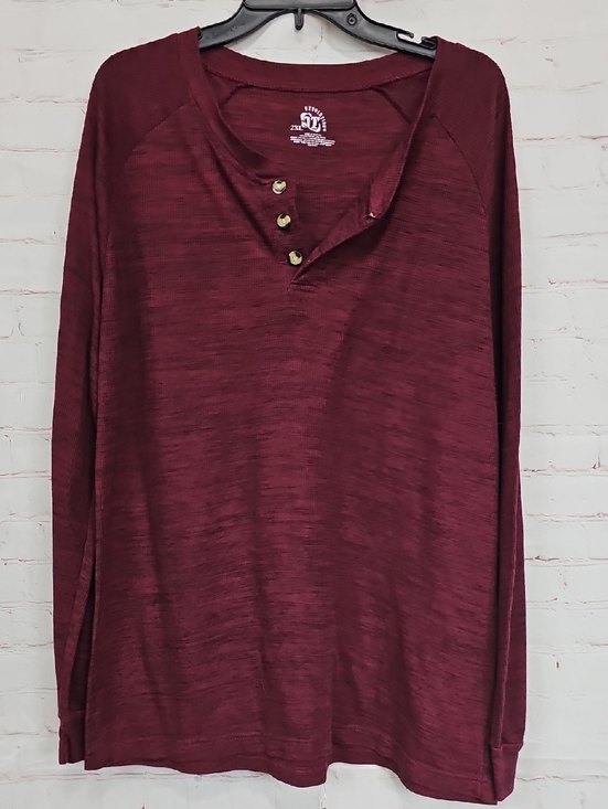 Revolution Other - Revolution Men's Long Sleeve Henley - Burgundy